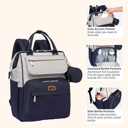 Diaper Bag Backpack, Multifunction Nappy Changing Bag with Changing Pad, Stroller Straps & Pacifier Case, Unisex Stylish Travel Back Pack for Moms & Dads – Apricot & Black