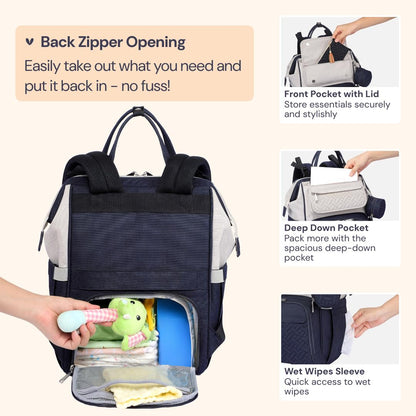 Diaper Bag Backpack, Multifunction Nappy Changing Bag with Changing Pad, Stroller Straps & Pacifier Case, Unisex Stylish Travel Back Pack for Moms & Dads – Apricot & Black