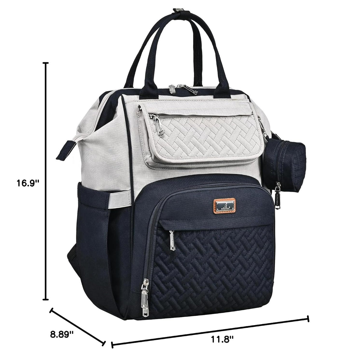 Diaper Bag Backpack, Multifunction Nappy Changing Bag with Changing Pad, Stroller Straps & Pacifier Case, Unisex Stylish Travel Back Pack for Moms & Dads – Apricot & Black