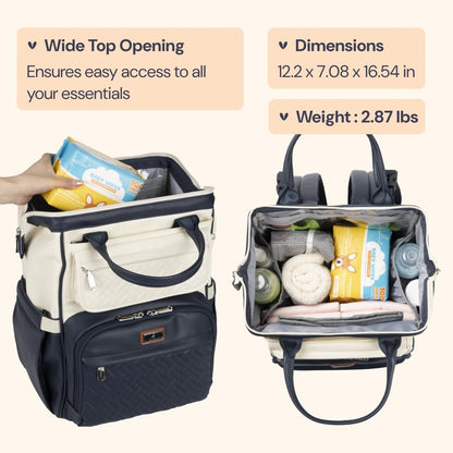 Diaper Bag Backpack, Multifunction Nappy Changing Bag with Changing Pad, Stroller Straps & Pacifier Case, Unisex Stylish Travel Back Pack for Moms & Dads – Apricot & Black