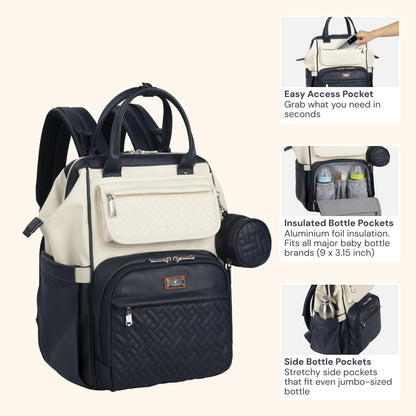 Diaper Bag Backpack, Multifunction Nappy Changing Bag with Changing Pad, Stroller Straps & Pacifier Case, Unisex Stylish Travel Back Pack for Moms & Dads – Apricot & Black