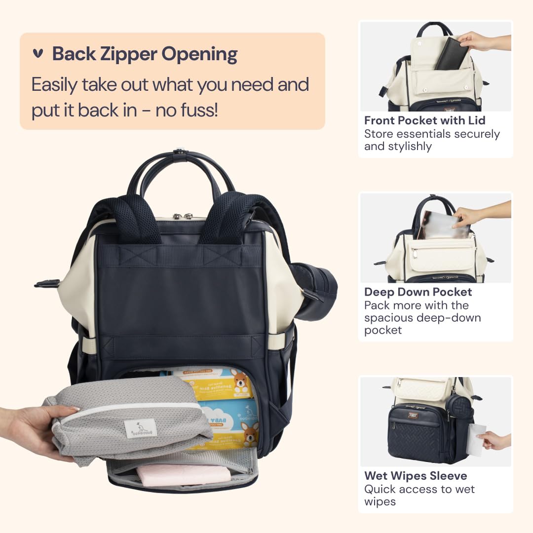 Diaper Bag Backpack, Multifunction Nappy Changing Bag with Changing Pad, Stroller Straps & Pacifier Case, Unisex Stylish Travel Back Pack for Moms & Dads – Apricot & Black