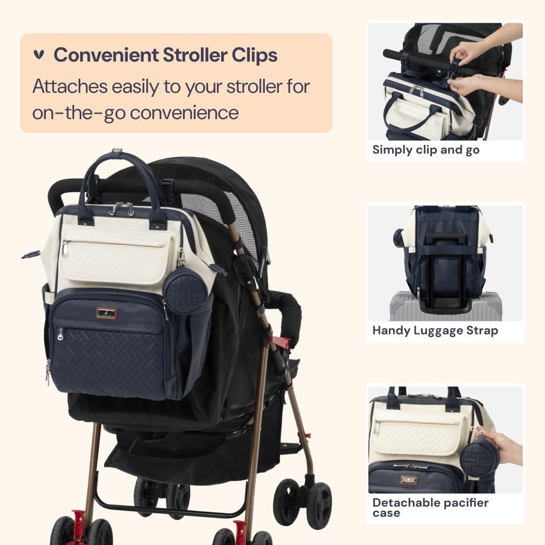 Diaper Bag Backpack, Multifunction Nappy Changing Bag with Changing Pad, Stroller Straps & Pacifier Case, Unisex Stylish Travel Back Pack for Moms & Dads – Apricot & Black