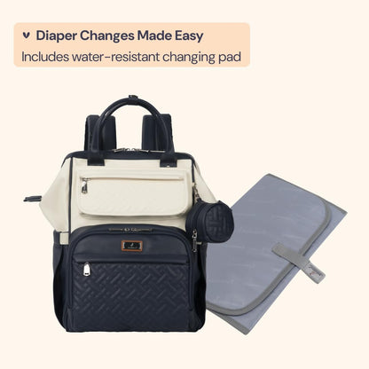 Diaper Bag Backpack, Multifunction Nappy Changing Bag with Changing Pad, Stroller Straps & Pacifier Case, Unisex Stylish Travel Back Pack for Moms & Dads – Apricot & Black