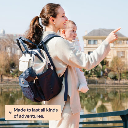 Diaper Bag Backpack, Multifunction Nappy Changing Bag with Changing Pad, Stroller Straps & Pacifier Case, Unisex Stylish Travel Back Pack for Moms & Dads – Apricot & Black