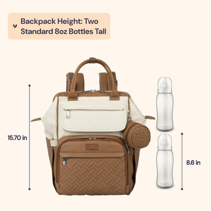 Diaper Bag Backpack, Multifunction Nappy Changing Bag with Changing Pad, Stroller Straps & Pacifier Case, Unisex Stylish Travel Back Pack for Moms & Dads – Apricot & Black