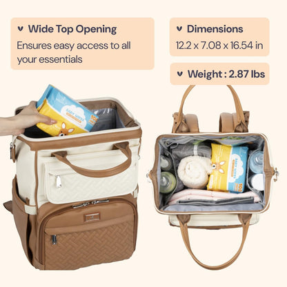 Diaper Bag Backpack, Multifunction Nappy Changing Bag with Changing Pad, Stroller Straps & Pacifier Case, Unisex Stylish Travel Back Pack for Moms & Dads – Apricot & Black
