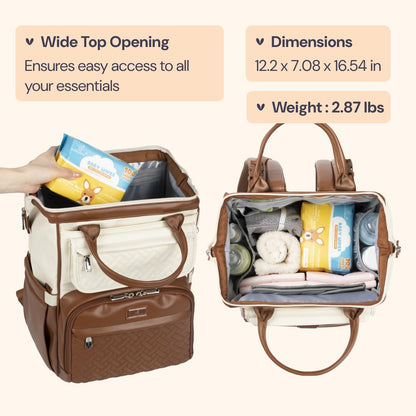 Diaper Bag Backpack, Multifunction Nappy Changing Bag with Changing Pad, Stroller Straps & Pacifier Case, Unisex Stylish Travel Back Pack for Moms & Dads – Apricot & Black