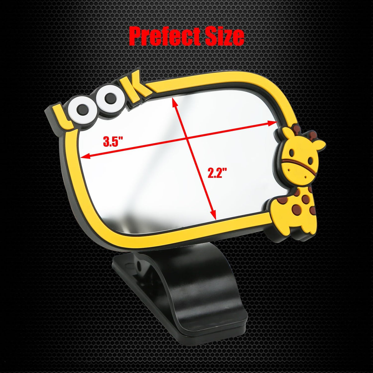 Clip On Amusing Baby Car Mirror, Adjustabe HD Glass Convex Wide Angle Interior Rearview Baby Rear Facing Mirror (Amusing Framed Rectangle, Small, 3.5" X 2.2")