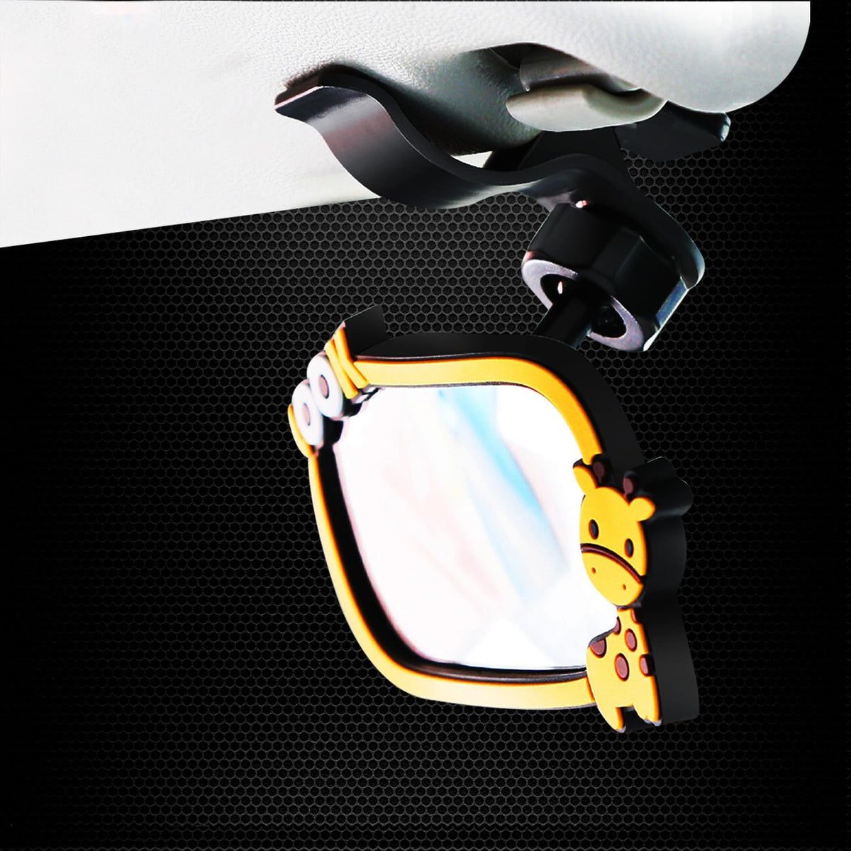 Clip On Amusing Baby Car Mirror, Adjustabe HD Glass Convex Wide Angle Interior Rearview Baby Rear Facing Mirror (Amusing Framed Rectangle, Small, 3.5" X 2.2")