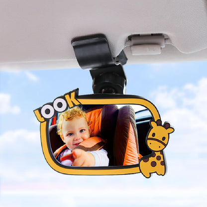 Clip On Amusing Baby Car Mirror, Adjustabe HD Glass Convex Wide Angle Interior Rearview Baby Rear Facing Mirror (Amusing Framed Rectangle, Small, 3.5" X 2.2")