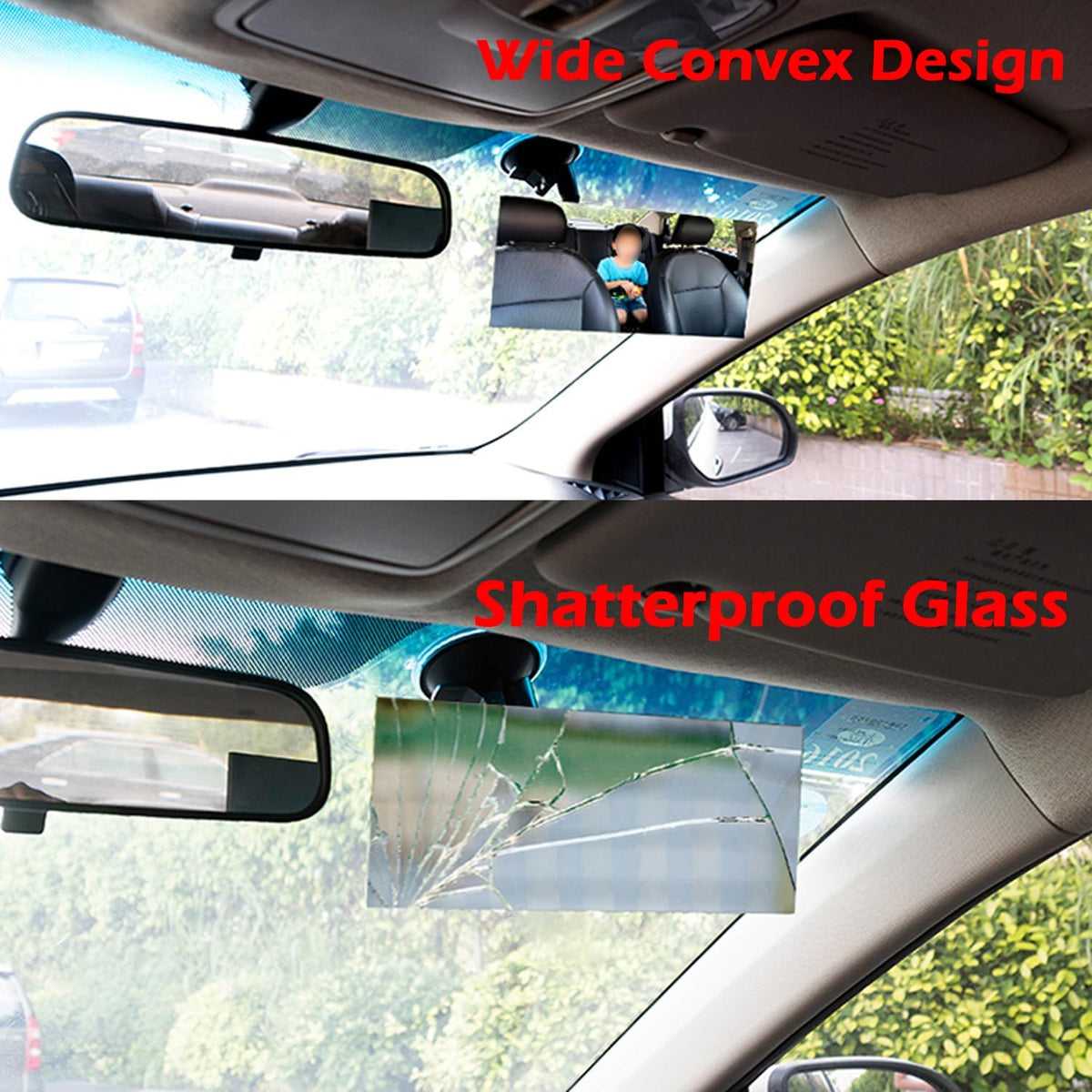 Clip On Amusing Baby Car Mirror, Adjustabe HD Glass Convex Wide Angle Interior Rearview Baby Rear Facing Mirror (Amusing Framed Rectangle, Small, 3.5" X 2.2")