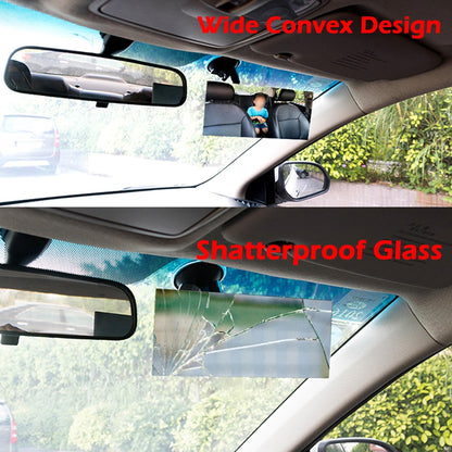 Clip On Amusing Baby Car Mirror, Adjustabe HD Glass Convex Wide Angle Interior Rearview Baby Rear Facing Mirror (Amusing Framed Rectangle, Small, 3.5" X 2.2")