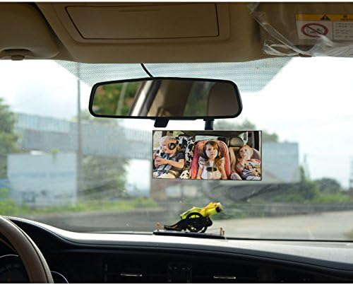 Clip On Amusing Baby Car Mirror, Adjustabe HD Glass Convex Wide Angle Interior Rearview Baby Rear Facing Mirror (Amusing Framed Rectangle, Small, 3.5" X 2.2")