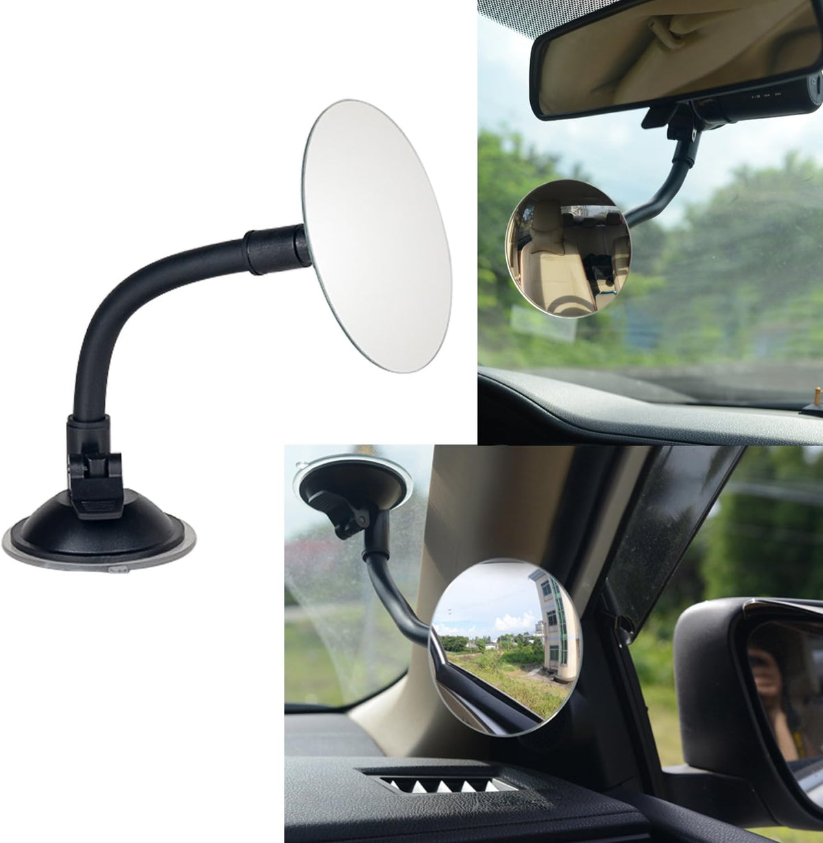 Clip On Amusing Baby Car Mirror, Adjustabe HD Glass Convex Wide Angle Interior Rearview Baby Rear Facing Mirror (Amusing Framed Rectangle, Small, 3.5" X 2.2")