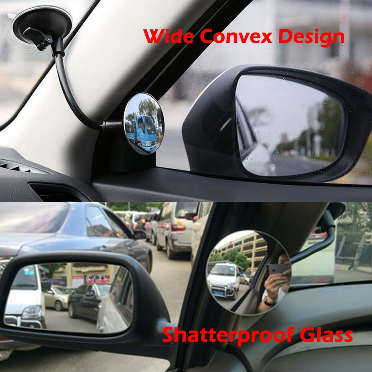 Clip On Amusing Baby Car Mirror, Adjustabe HD Glass Convex Wide Angle Interior Rearview Baby Rear Facing Mirror (Amusing Framed Rectangle, Small, 3.5" X 2.2")