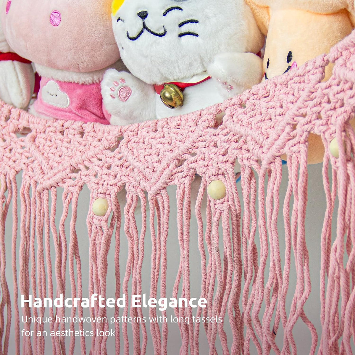 Large Stuffed Animal Net or Hammock, Stuffed Animal Storage Macrame Toy Hammock Hanging Net for Stuffed Animals Corner, Plushie Net Hammock Toy Organizer for Boho Kids Room Nursery Playroom