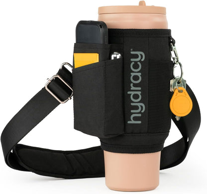 Tumbler Carrier with Strap,Crossbody Multi Pocket Holder 40 oz | Insulated Sling Bag with Phone Pocket & Card Sleeve,Secure Snap Closure,Hands-Free Tumbler Holder for Walking Hiking Gym