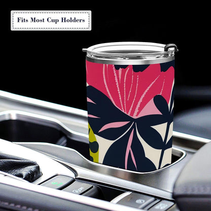Bold Floral Stainless Steel coffee cup Leak Resistant Flip travel coffee mug for Home, Office or Car reusable 20oz