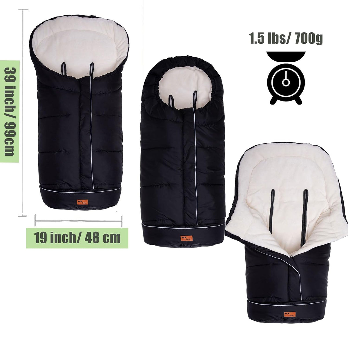 Winter Warm Stroller Footmuff, Waterproof Baby Bunting Bag with Centre and Bottom Open for Easy in and Out, Universal Fit All Strollers, Pram
