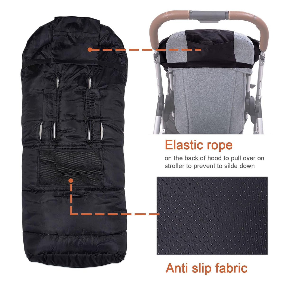 Winter Warm Stroller Footmuff, Waterproof Baby Bunting Bag with Centre and Bottom Open for Easy in and Out, Universal Fit All Strollers, Pram