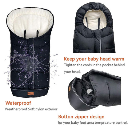 Winter Warm Stroller Footmuff, Waterproof Baby Bunting Bag with Centre and Bottom Open for Easy in and Out, Universal Fit All Strollers, Pram
