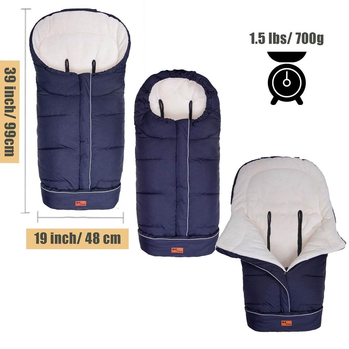 Winter Warm Stroller Footmuff, Waterproof Baby Bunting Bag with Centre and Bottom Open for Easy in and Out, Universal Fit All Strollers, Pram
