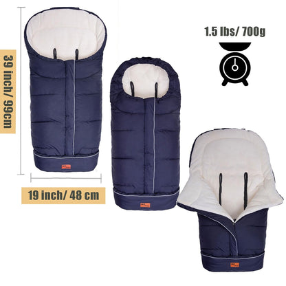 Winter Warm Stroller Footmuff, Waterproof Baby Bunting Bag with Centre and Bottom Open for Easy in and Out, Universal Fit All Strollers, Pram