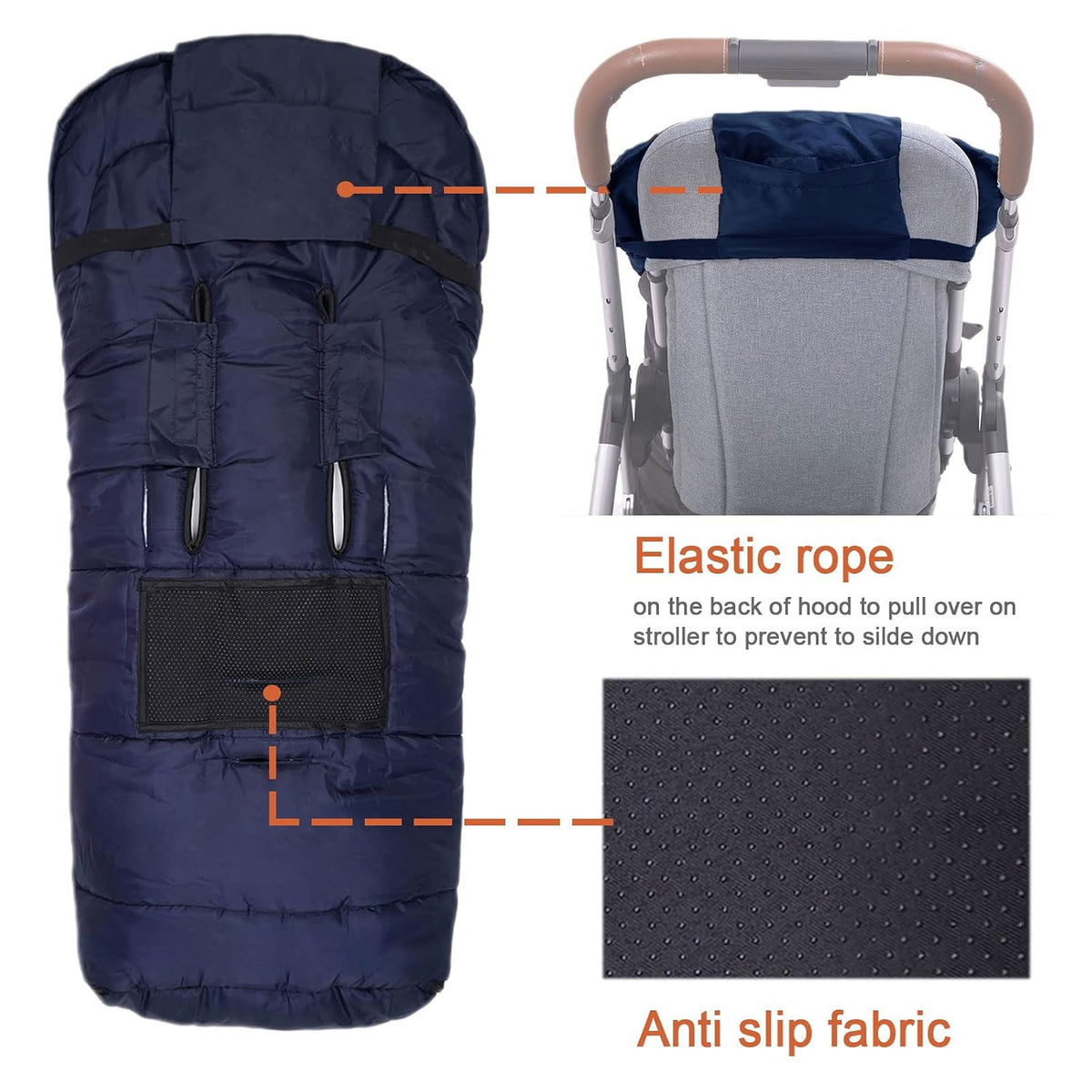 Winter Warm Stroller Footmuff, Waterproof Baby Bunting Bag with Centre and Bottom Open for Easy in and Out, Universal Fit All Strollers, Pram