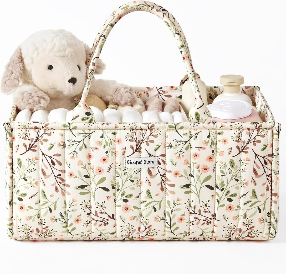 Floral Diaper Caddy Organizer Storage Basket, Pastoral Daisy