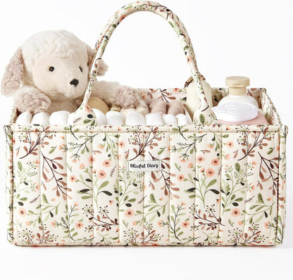 Floral Diaper Caddy Organizer Storage Basket, Pastoral Daisy