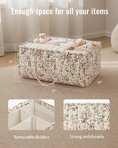 Floral Diaper Caddy Organizer Storage Basket, Pastoral Daisy