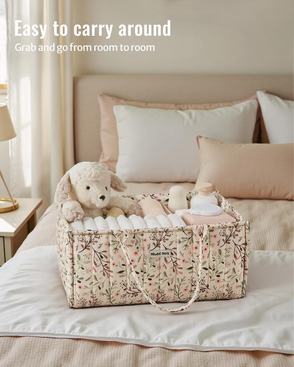 Floral Diaper Caddy Organizer Storage Basket, Pastoral Daisy