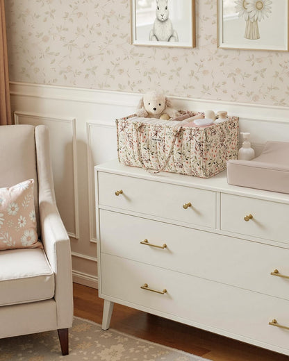 Floral Diaper Caddy Organizer Storage Basket, Pastoral Daisy