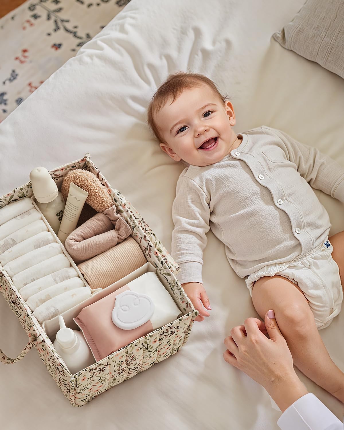 Floral Diaper Caddy Organizer Storage Basket, Pastoral Daisy
