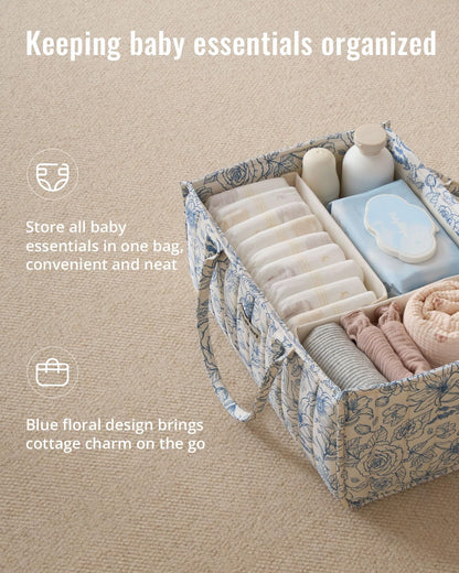 Floral Diaper Caddy Organizer Storage Basket, Pastoral Daisy