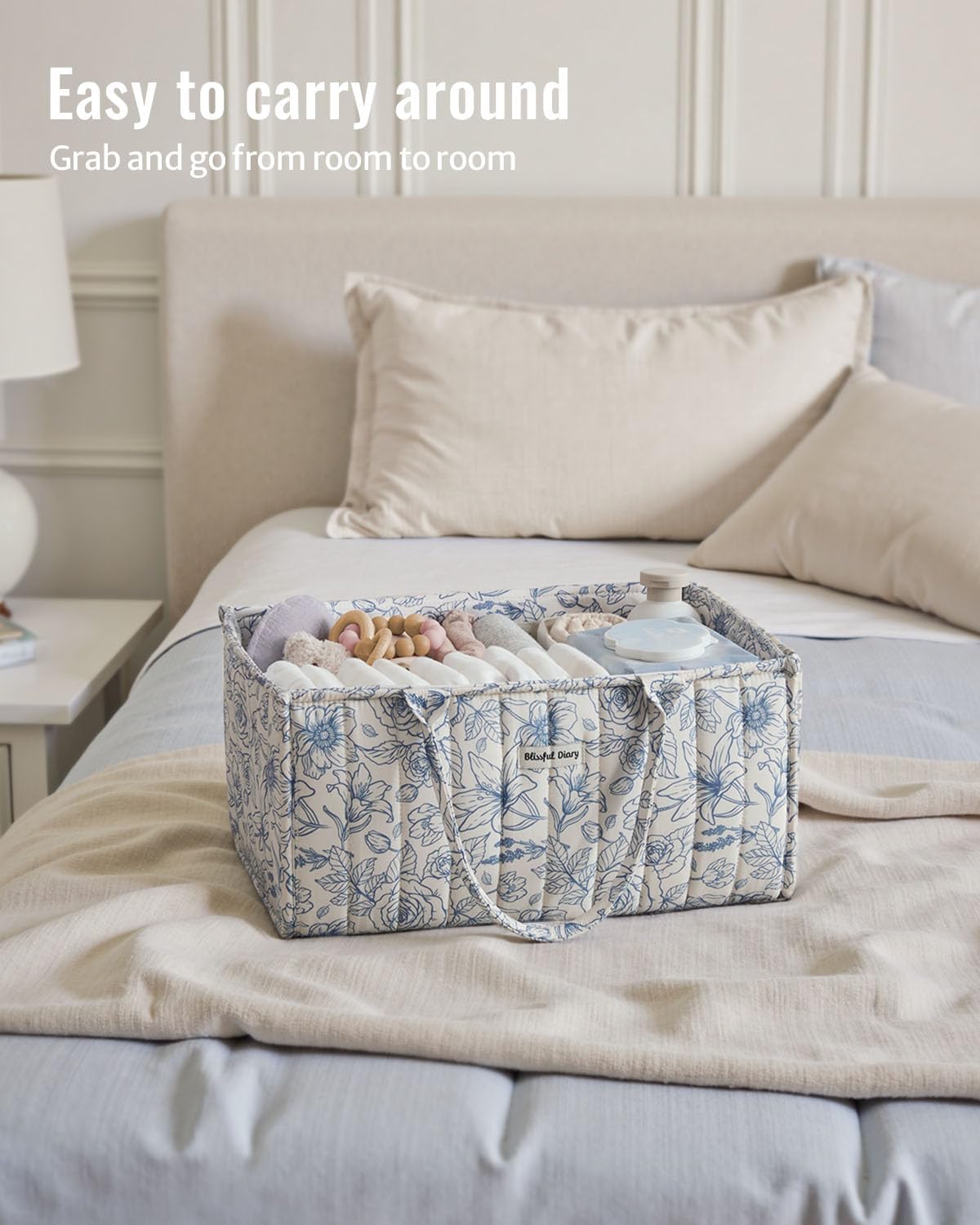 Floral Diaper Caddy Organizer Storage Basket, Pastoral Daisy