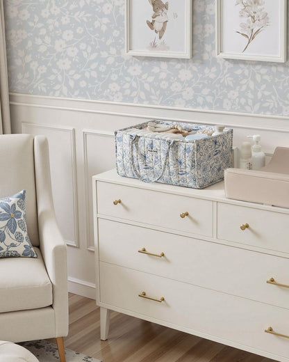 Floral Diaper Caddy Organizer Storage Basket, Pastoral Daisy