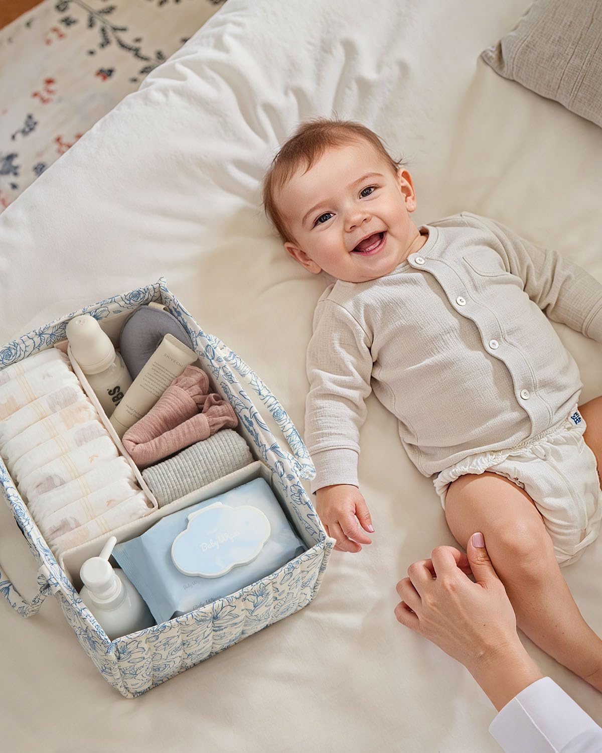 Floral Diaper Caddy Organizer Storage Basket, Pastoral Daisy