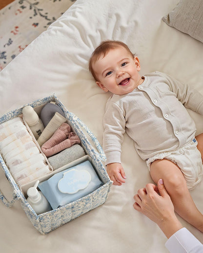 Floral Diaper Caddy Organizer Storage Basket, Pastoral Daisy