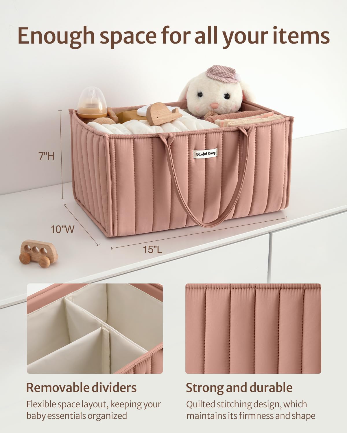 Floral Diaper Caddy Organizer Storage Basket, Pastoral Daisy