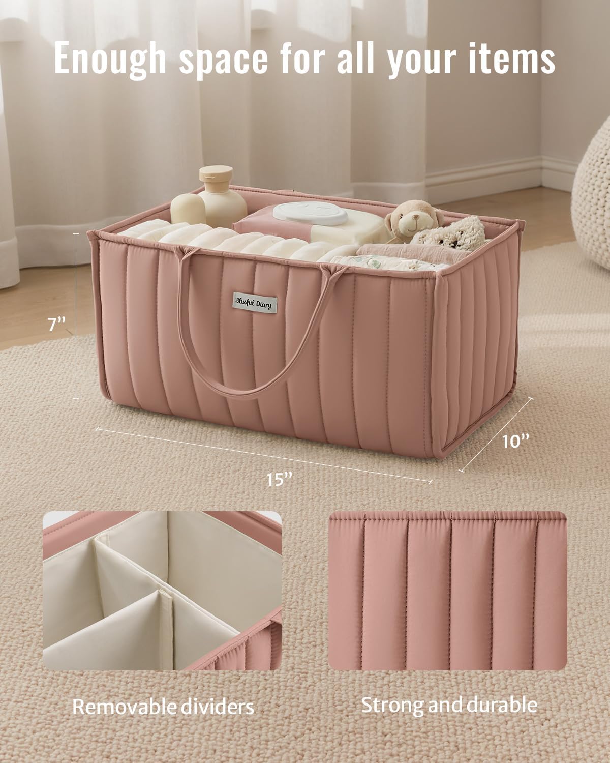 Floral Diaper Caddy Organizer Storage Basket, Pastoral Daisy