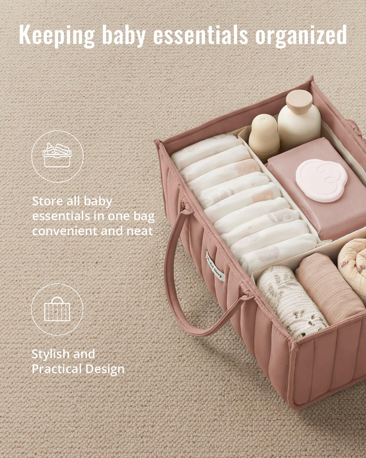 Floral Diaper Caddy Organizer Storage Basket, Pastoral Daisy