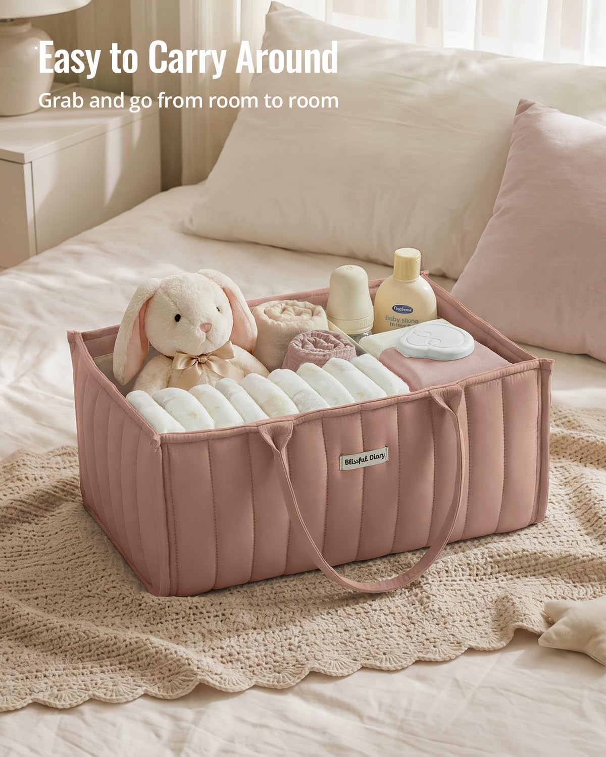 Floral Diaper Caddy Organizer Storage Basket, Pastoral Daisy
