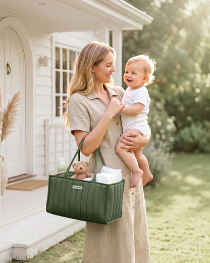 Floral Diaper Caddy Organizer Storage Basket, Pastoral Daisy
