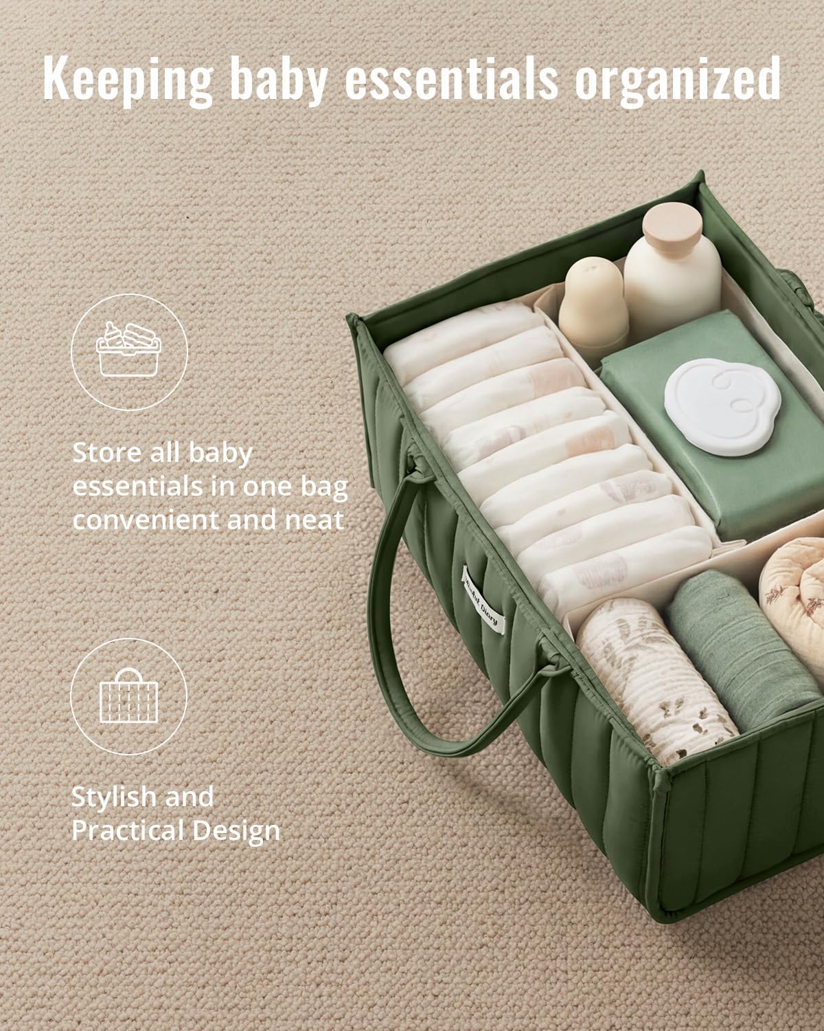 Floral Diaper Caddy Organizer Storage Basket, Pastoral Daisy