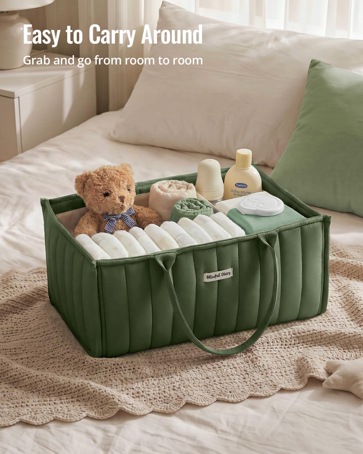 Floral Diaper Caddy Organizer Storage Basket, Pastoral Daisy