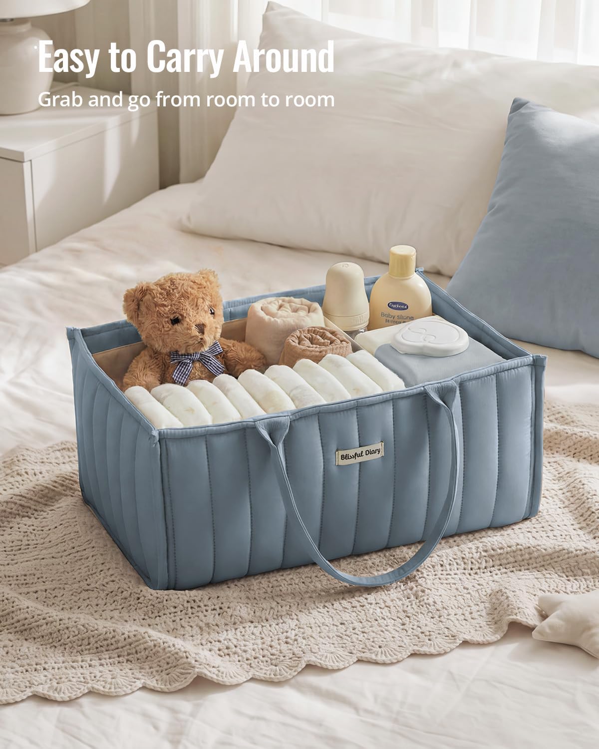 Floral Diaper Caddy Organizer Storage Basket, Pastoral Daisy