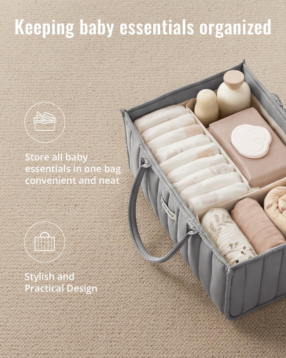 Floral Diaper Caddy Organizer Storage Basket, Pastoral Daisy