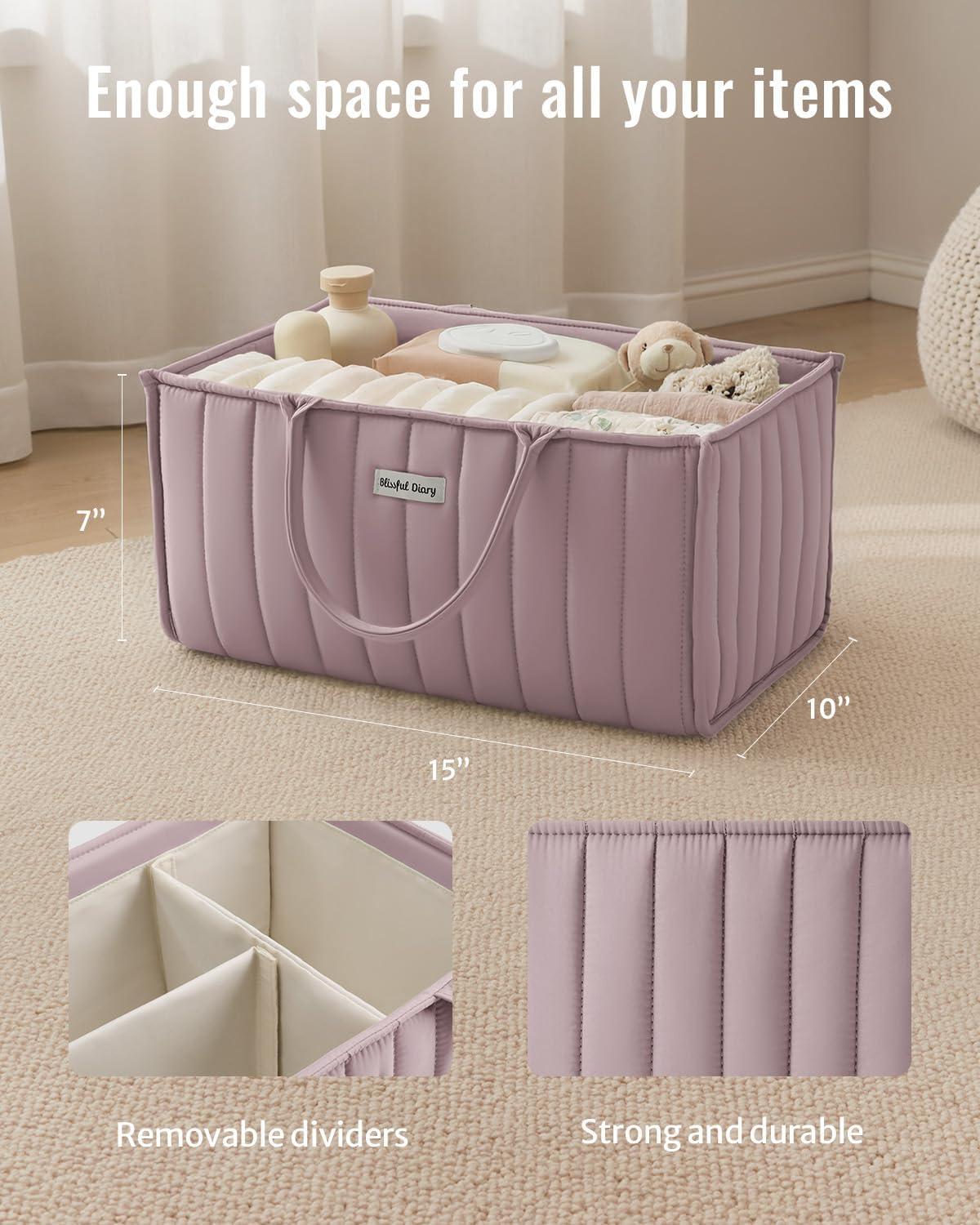 Floral Diaper Caddy Organizer Storage Basket, Pastoral Daisy